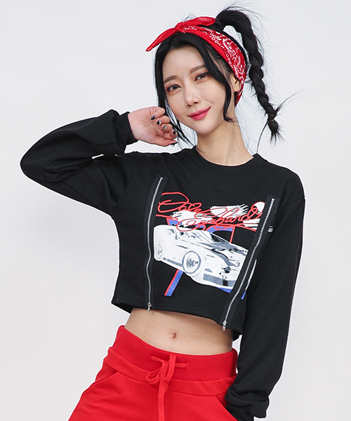 Unique 583 슈퍼카 지퍼크롭