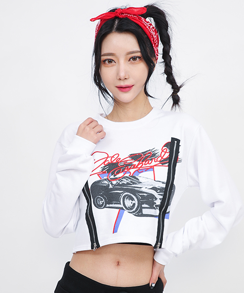 Unique 583 슈퍼카 지퍼크롭