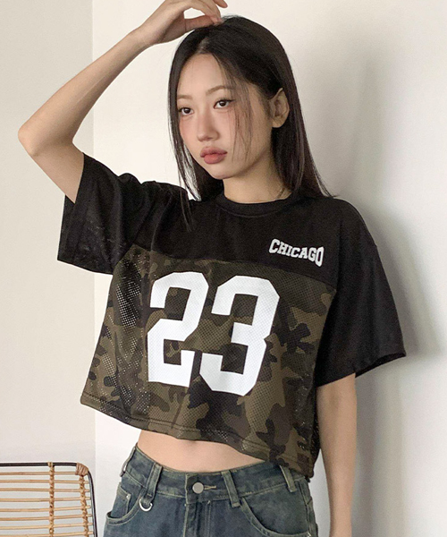 Unique1467 시카고 23 매쉬크롭반팔~
