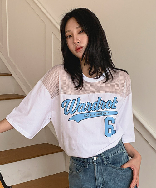 Unique1487 66 시스루 배색반팔~