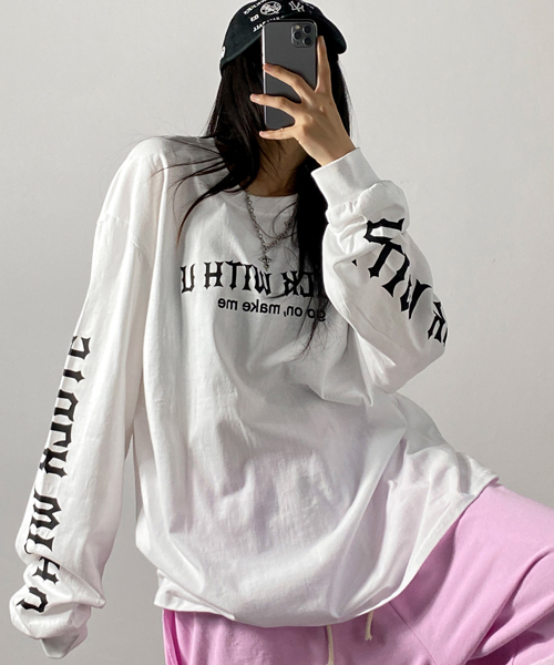 Unique1511 스턱 오버핏 레터링긴팔티~