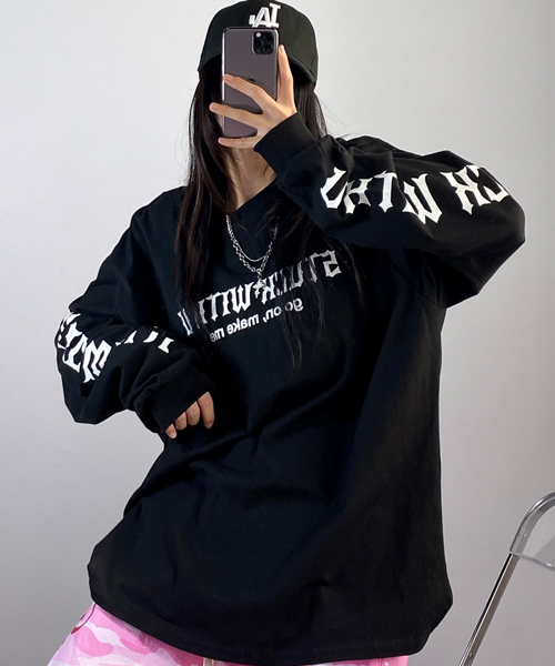 Unique1511 스턱 오버핏 레터링긴팔티~