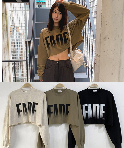 Unique1515 페이드 크롭맨투맨~