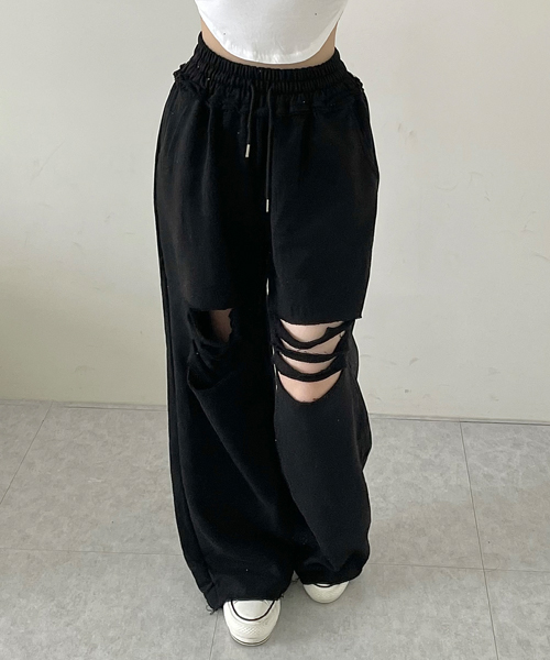 Unique1527 세븐 3단쭈리 컷팅팬츠~