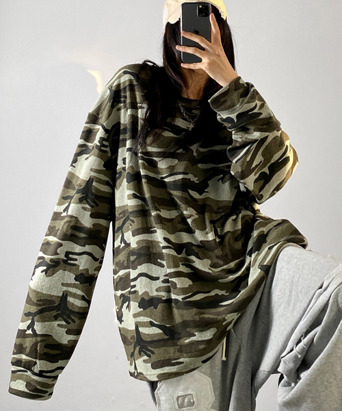 Unique1532 카모패턴 긴팔티~