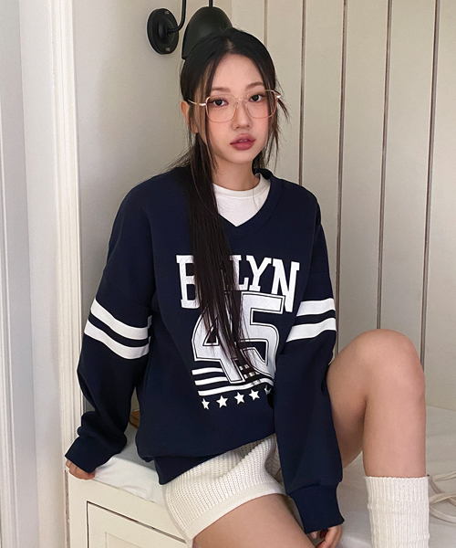 Unique1533 브루클린 기모 오버핏 브이넥티~