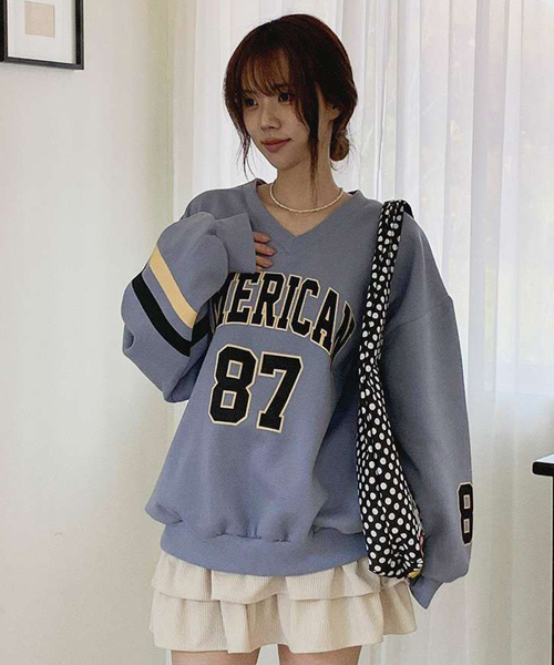 Unique1534 아메리칸 브이넥 기모맨투맨~