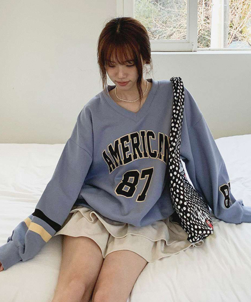 Unique1534 아메리칸 브이넥 기모맨투맨~