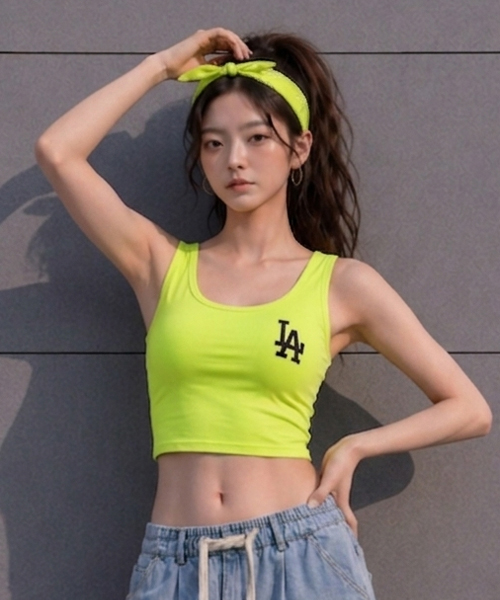 Unique1586 LA 슬림핏 컬러크롭나시~